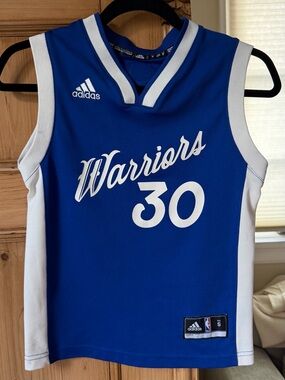 NBA Adidas Kids' Warriors Blue #30 Basketball Jersey